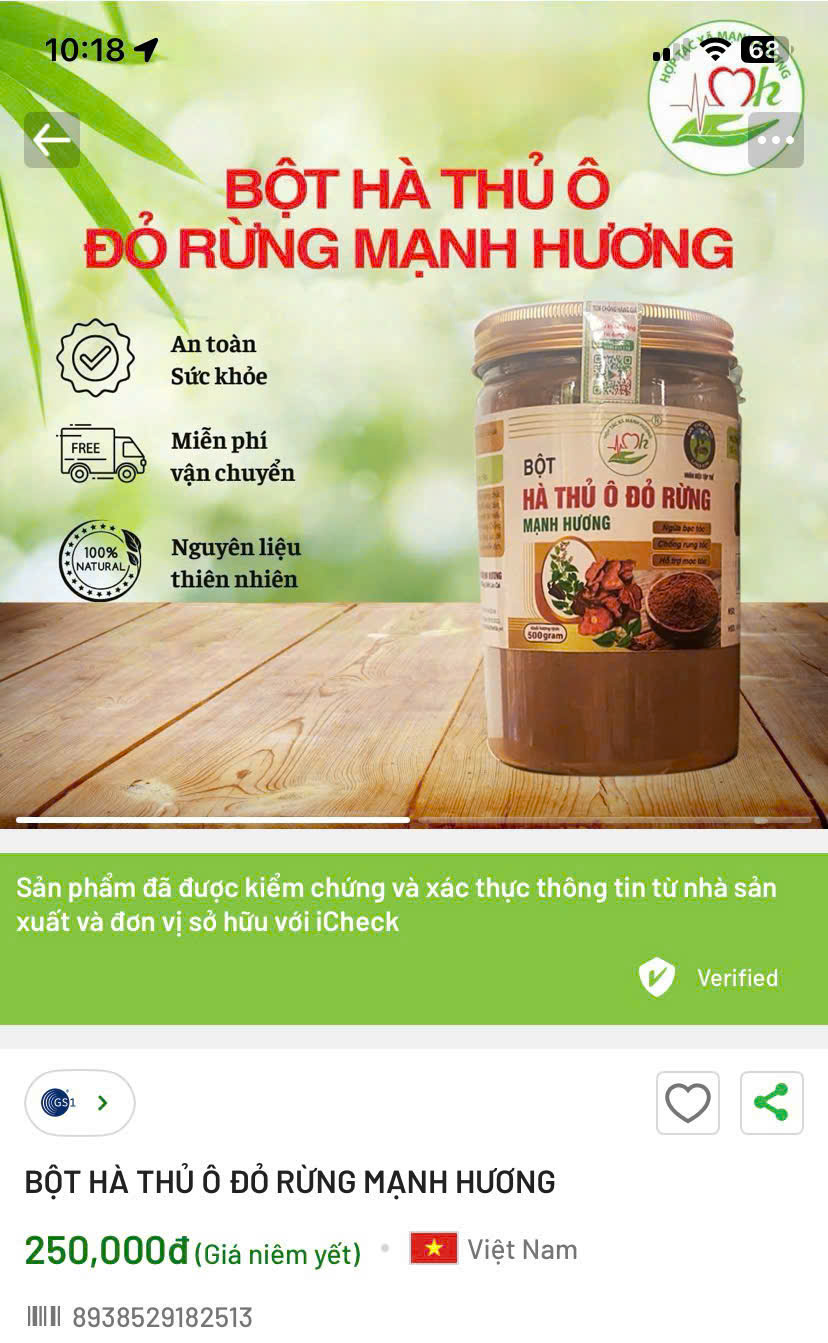 Bột hà thủ ô đỏ rừng